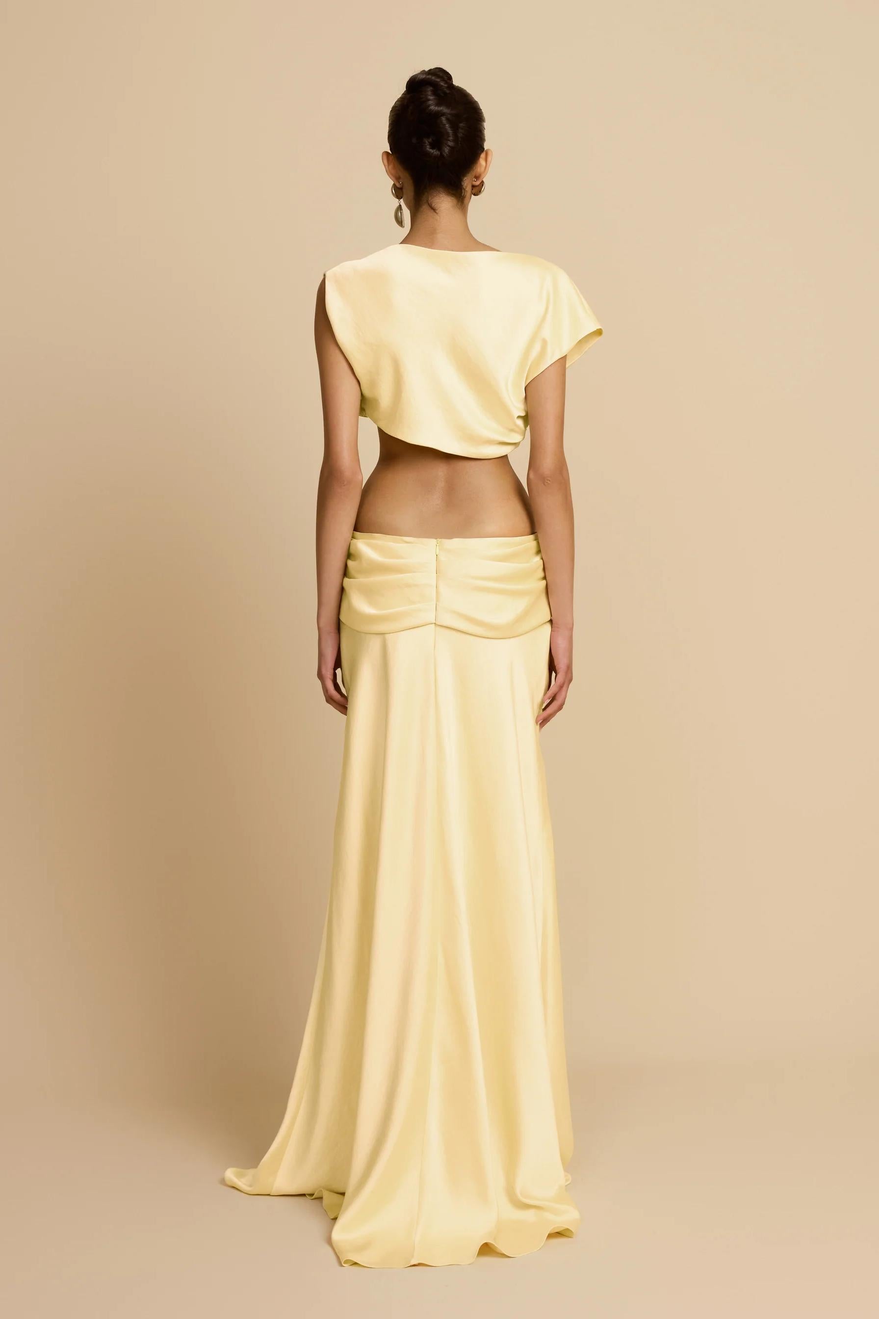 Satin Draped Maxi Skirt Set