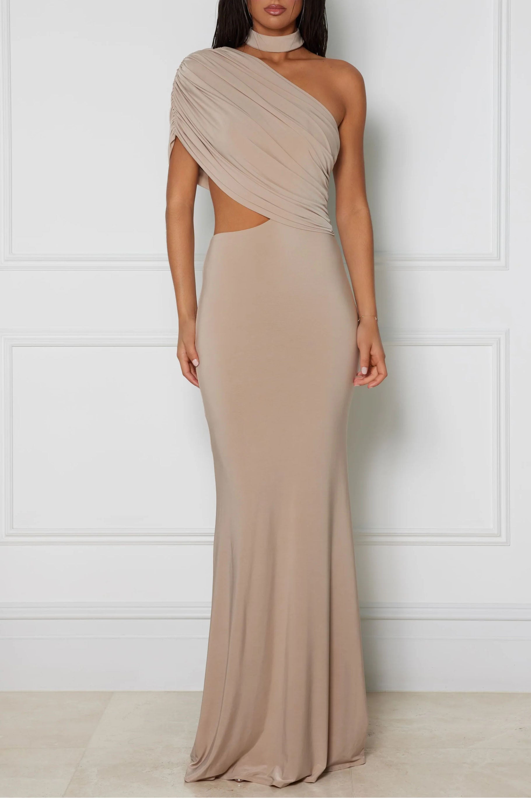 One Shoulder Cutout Maxi Dress
