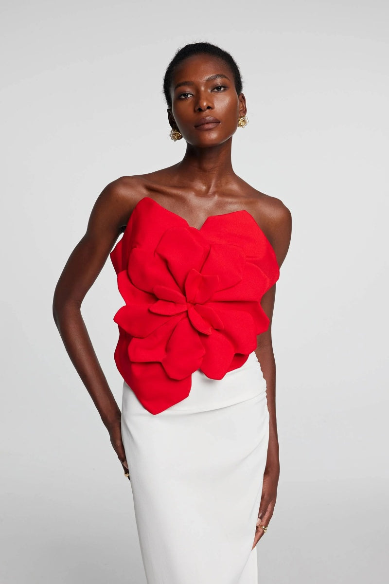 Scarlet Bloom Sculpted Top