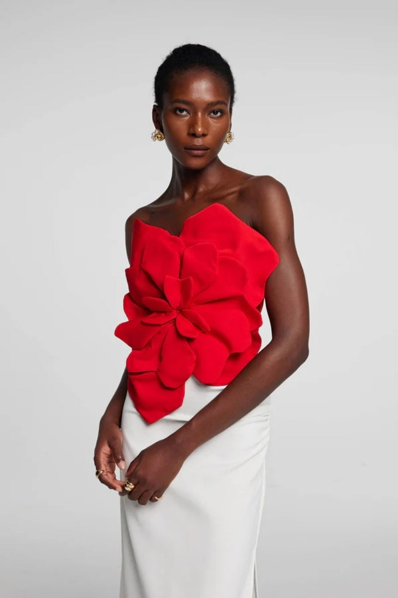 Scarlet Bloom Sculpted Top