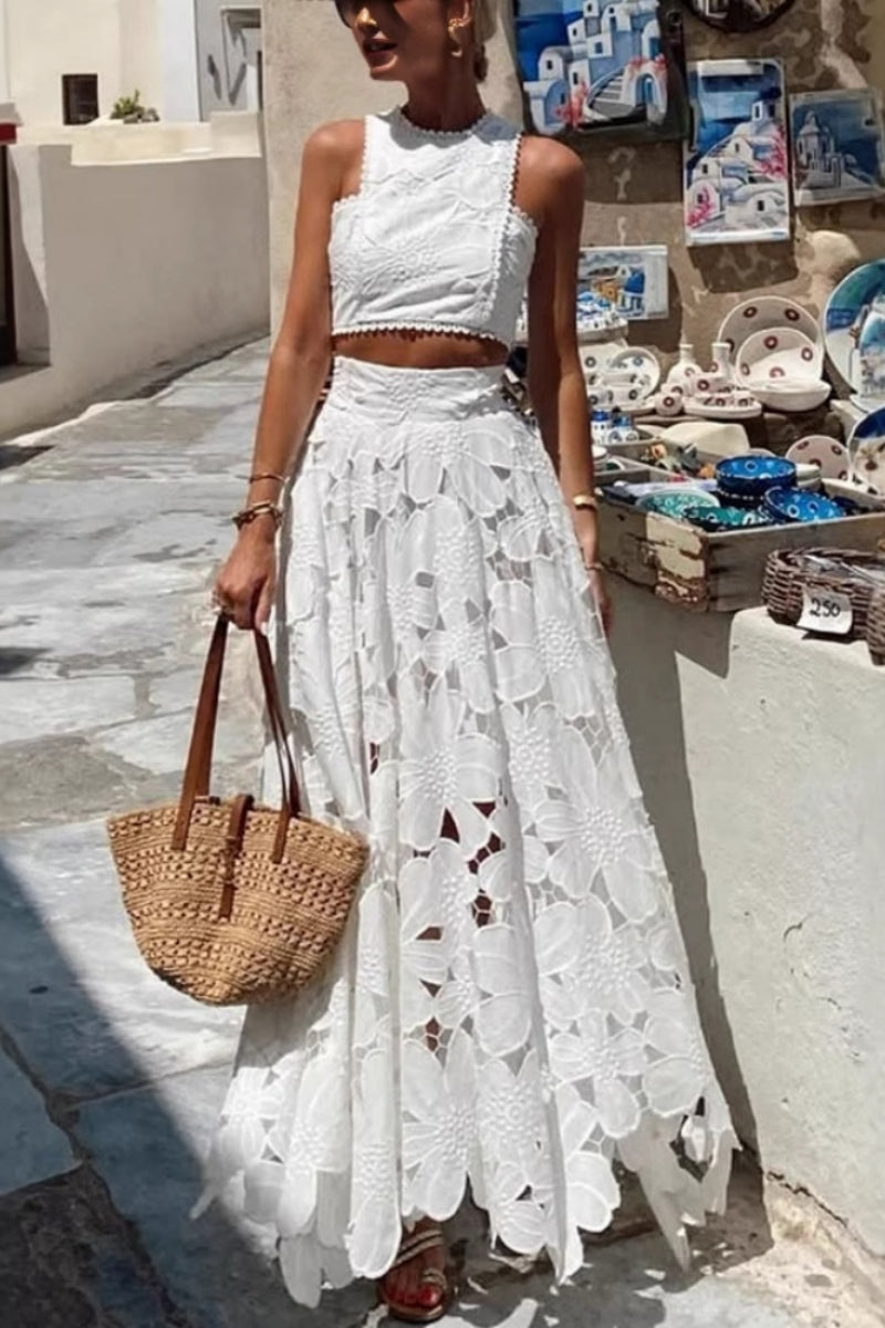 Hollow Out Tank & Skirt Set
