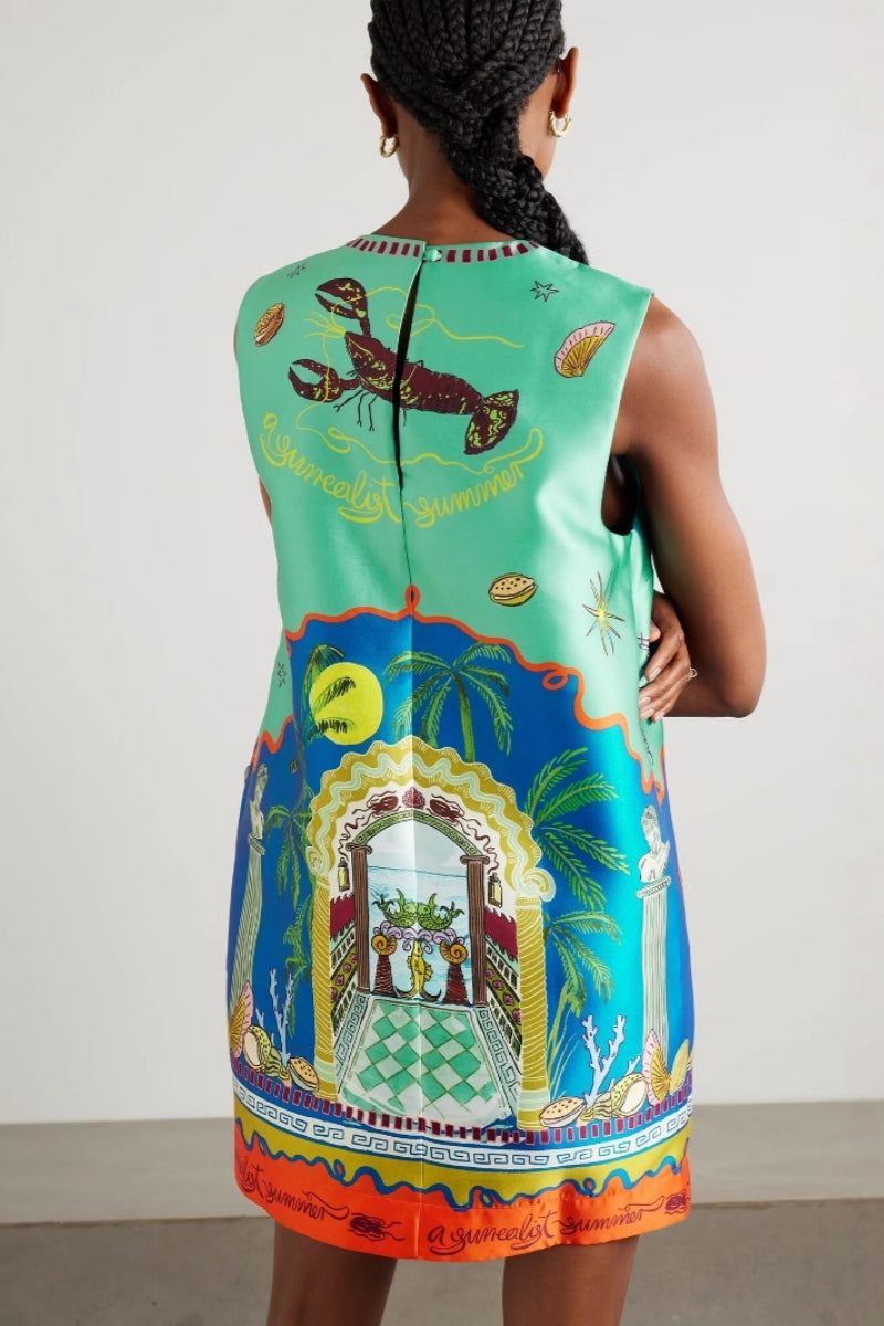 Satinkleed mat botaneschen Drock