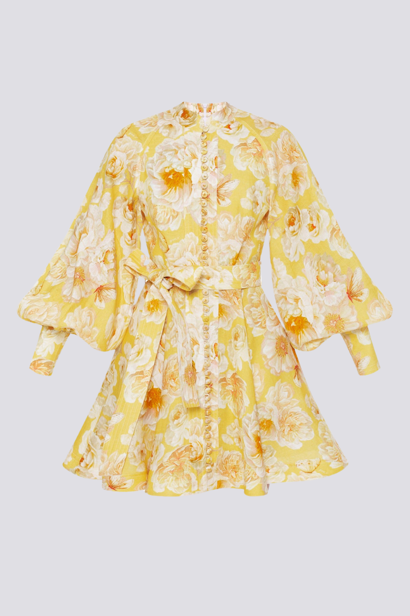 Minivestido floral con mangas abullonadas Cassiopeia