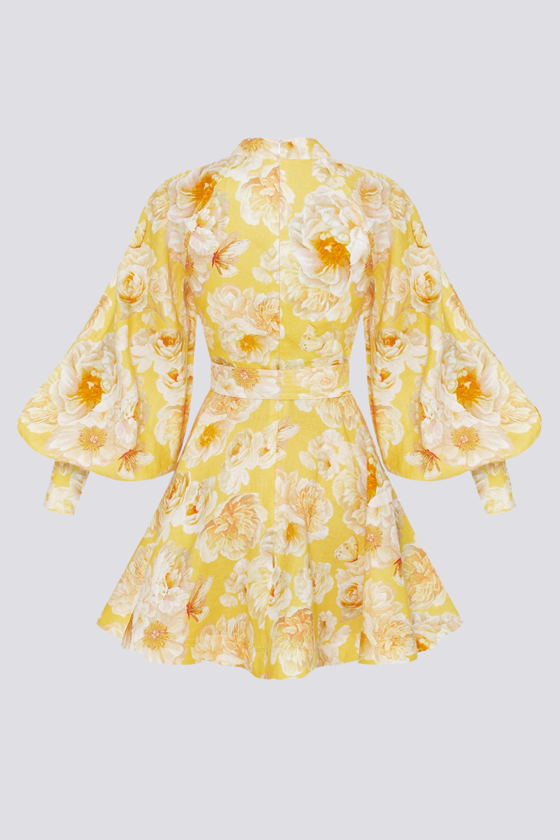 Minivestido floral con mangas abullonadas Cassiopeia