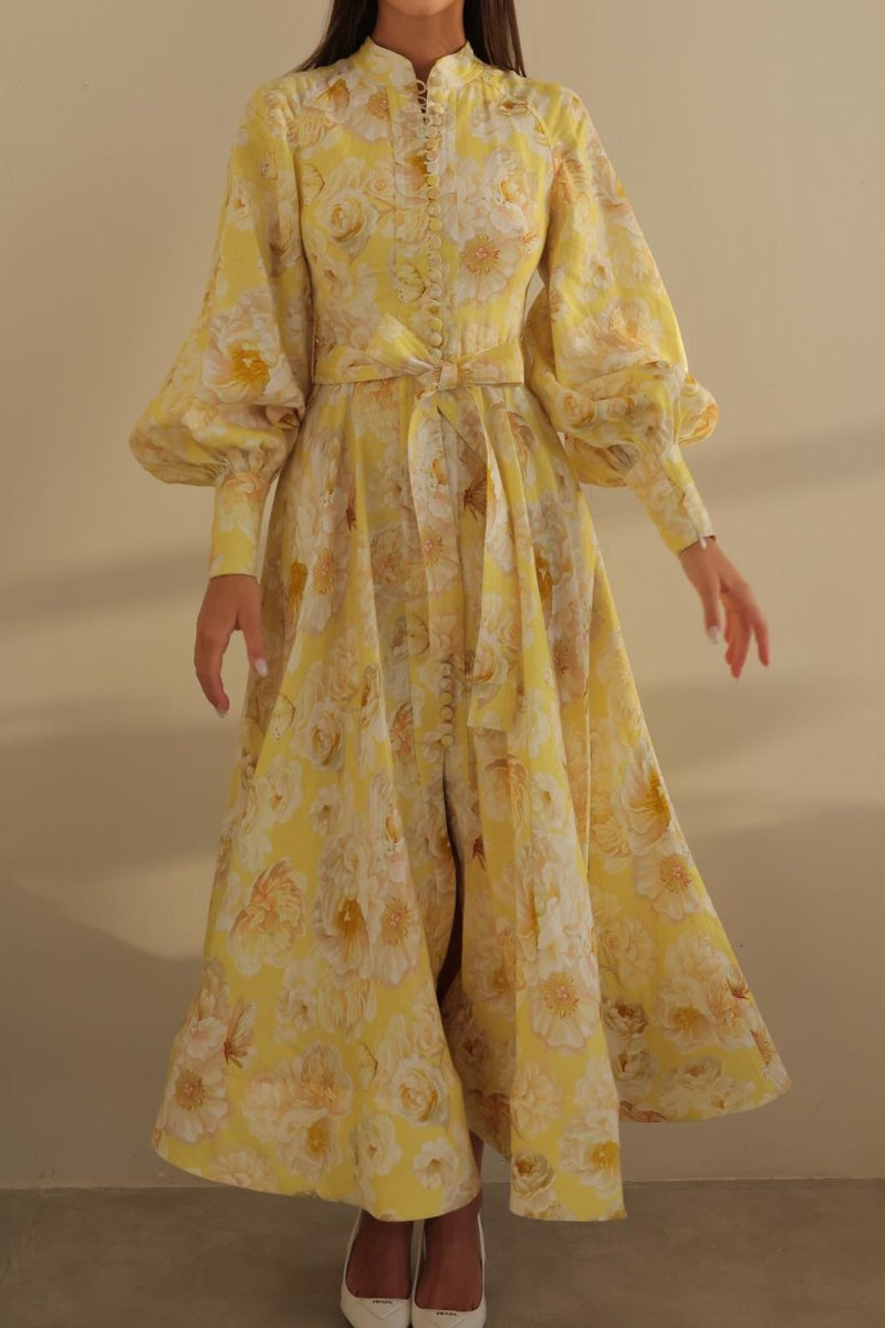 Cécilie Balloon Sleeve Floral Maxi Dress