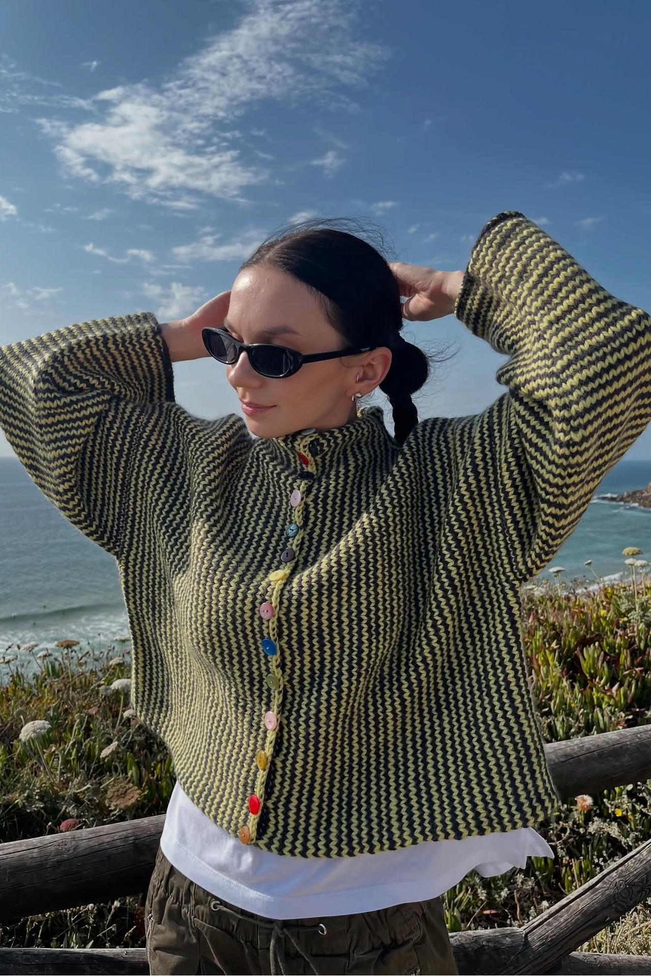 Chunky Knit Striped Cardigan