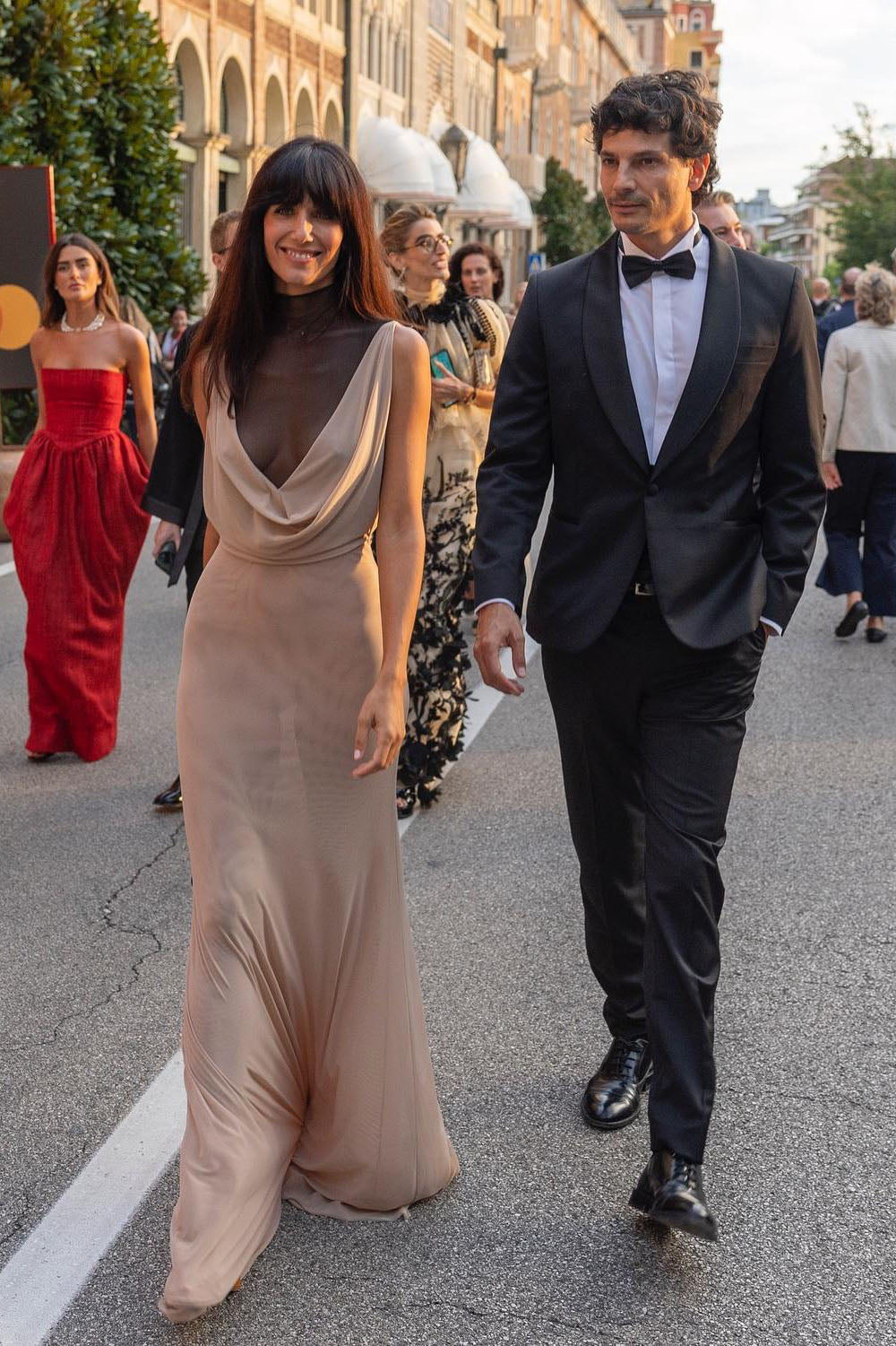 Sheer Mock Neck Cowl Front Maxi Dress