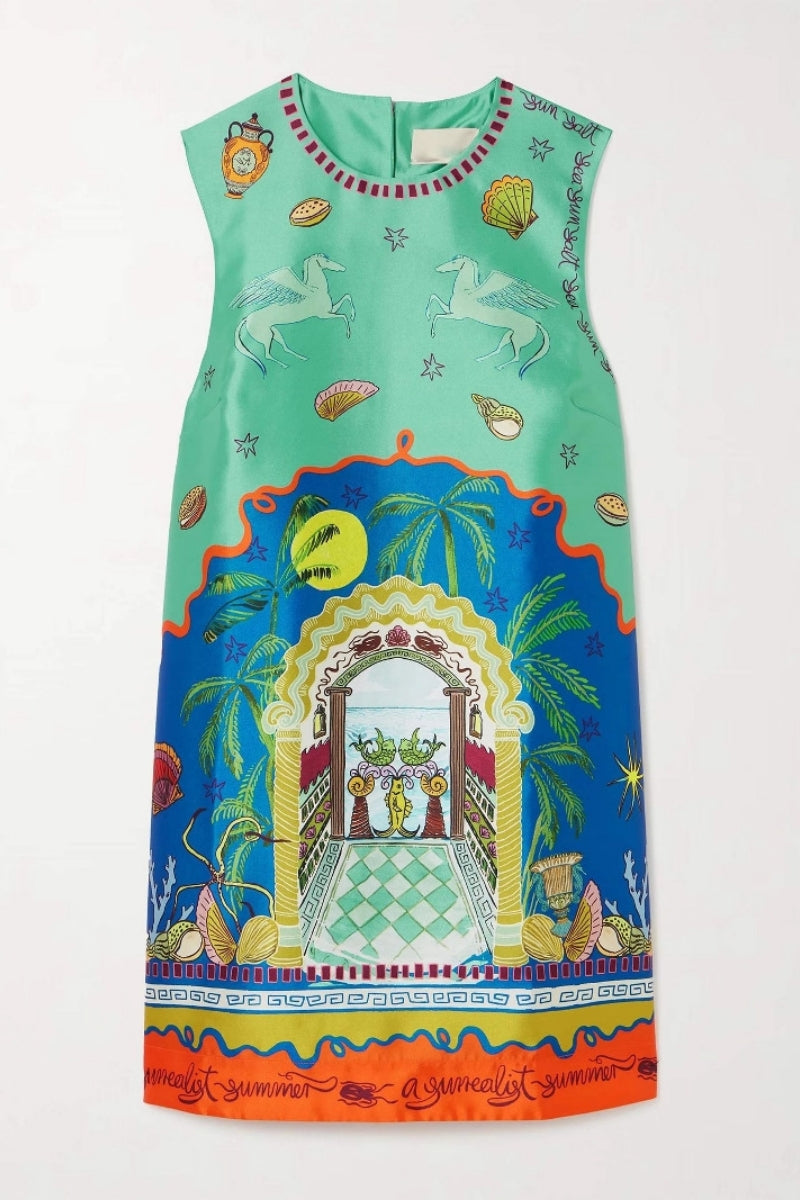 Satinkleed mat botaneschen Drock