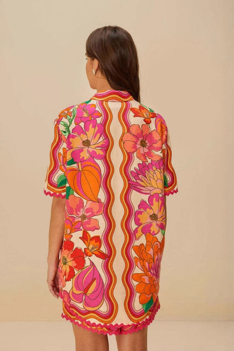Ensemble short et haut fleuris