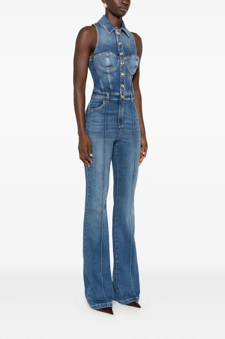 Sleeveless Denim Jumpsuit with Flared Legs