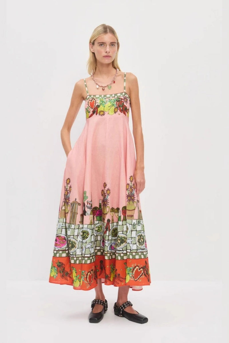 Sexy Linen Print Dress
