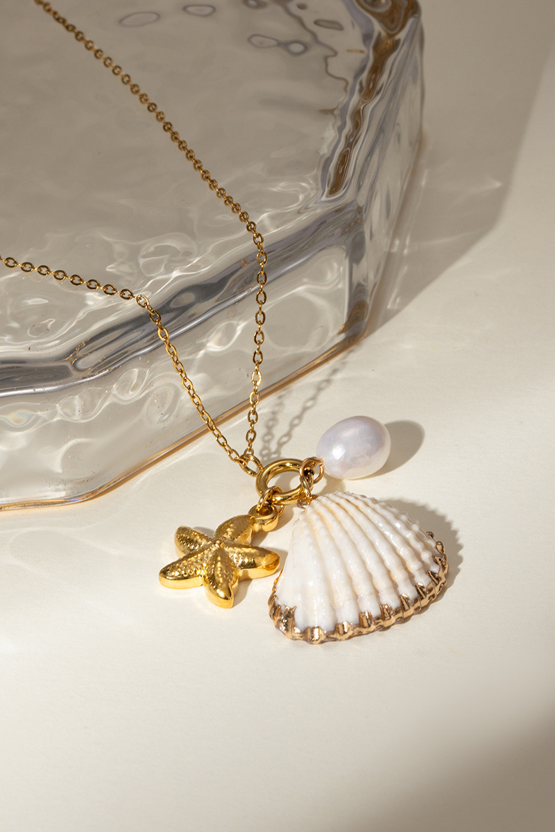 Collana di perle e stelle marine in conchiglia Flavie