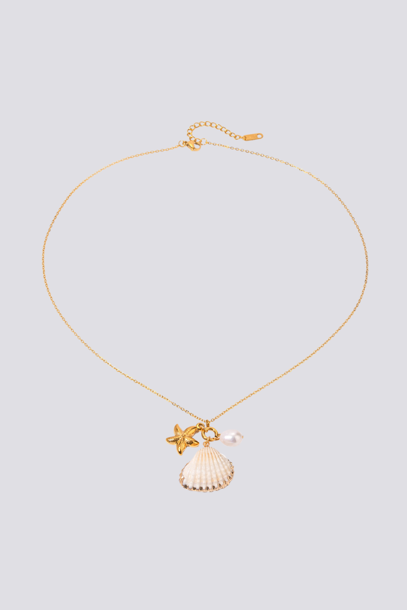 Collana di perle e stelle marine in conchiglia Flavie