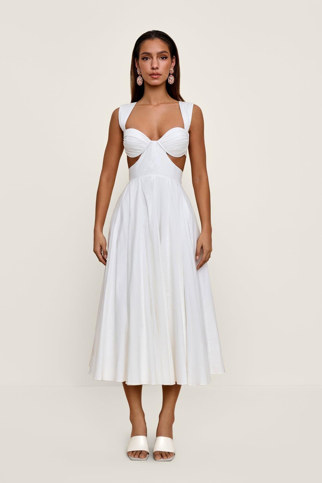 Structured Ruched Midi Dress