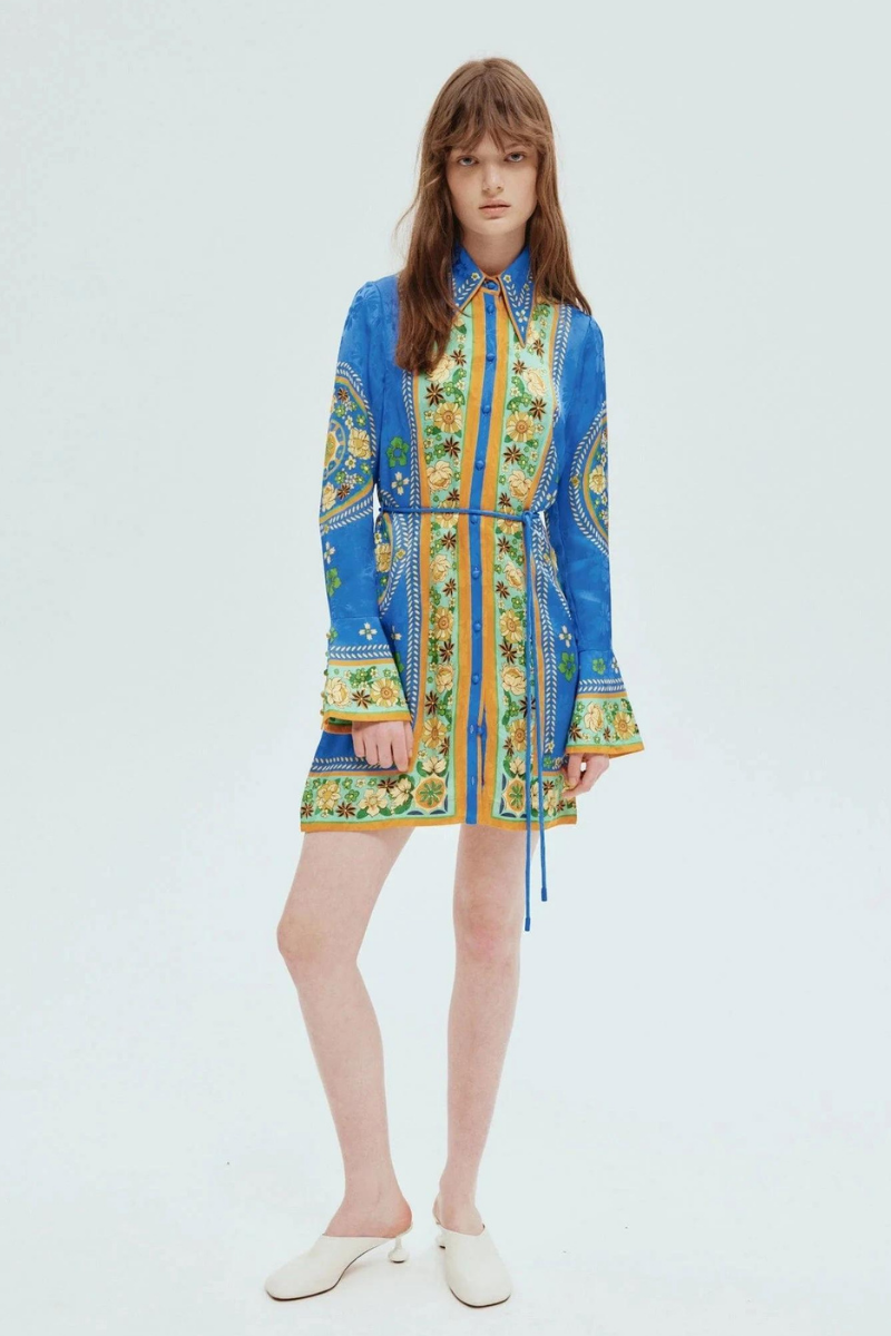 Lisbeth Long Sleeve Blummen Mini Kleed