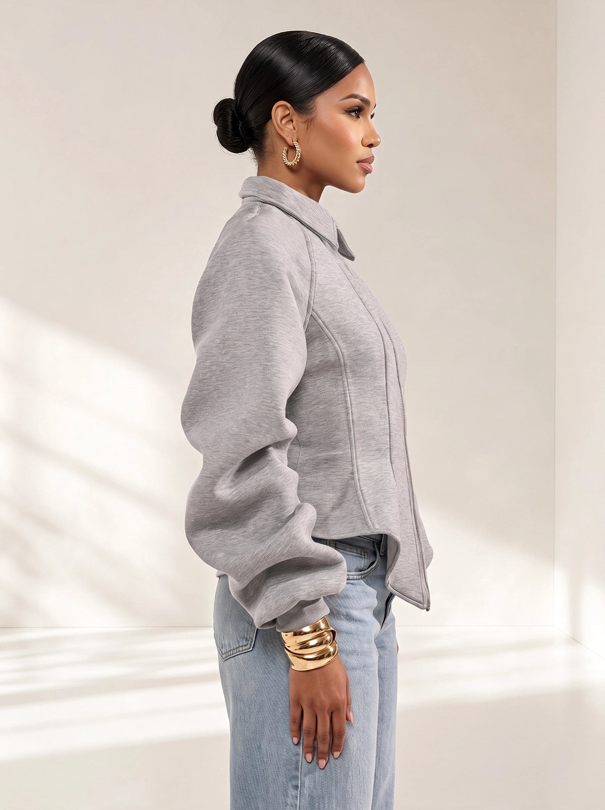 Giacca strutturata grigia con zip