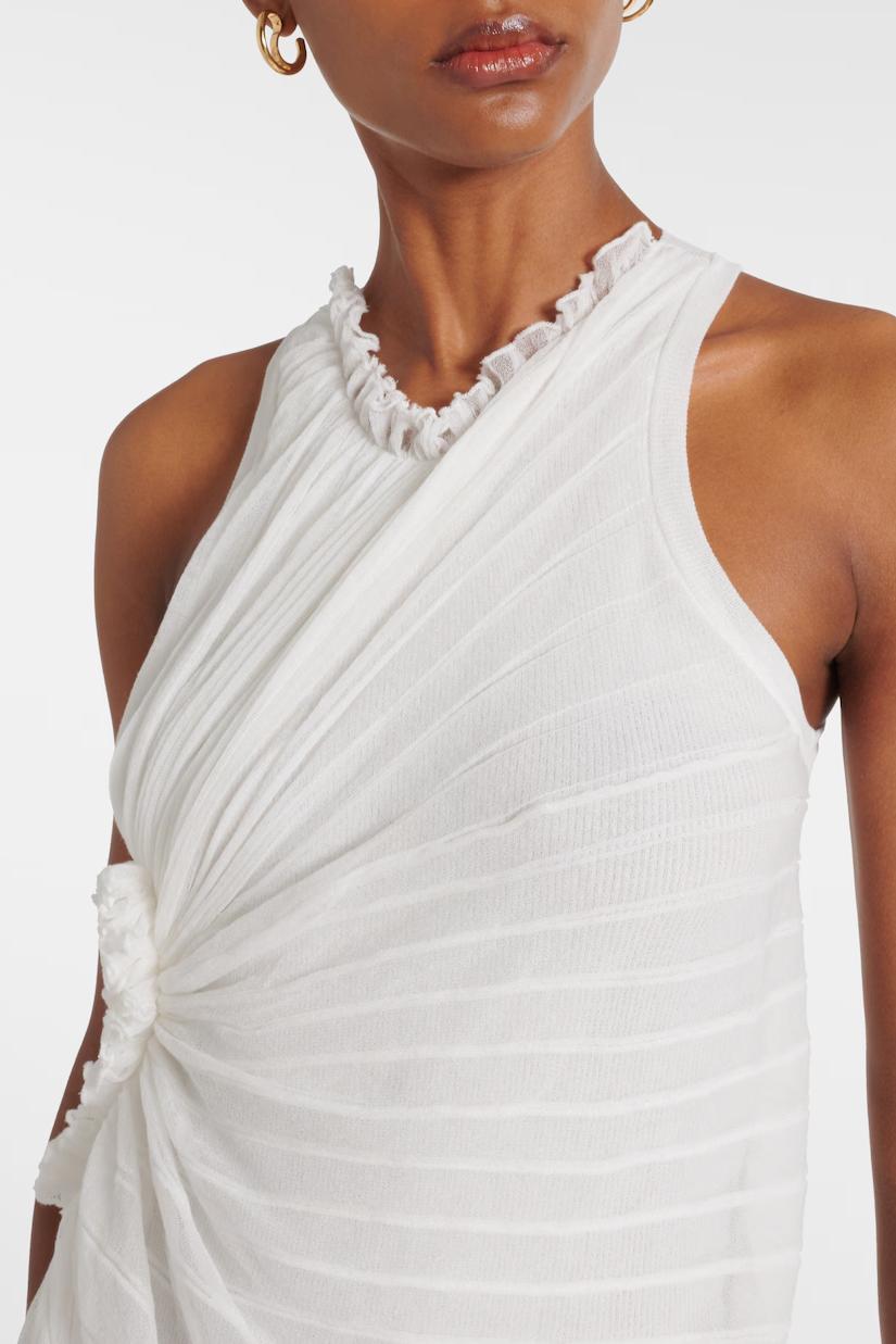 Sheer Striped Halter Maxi Dress