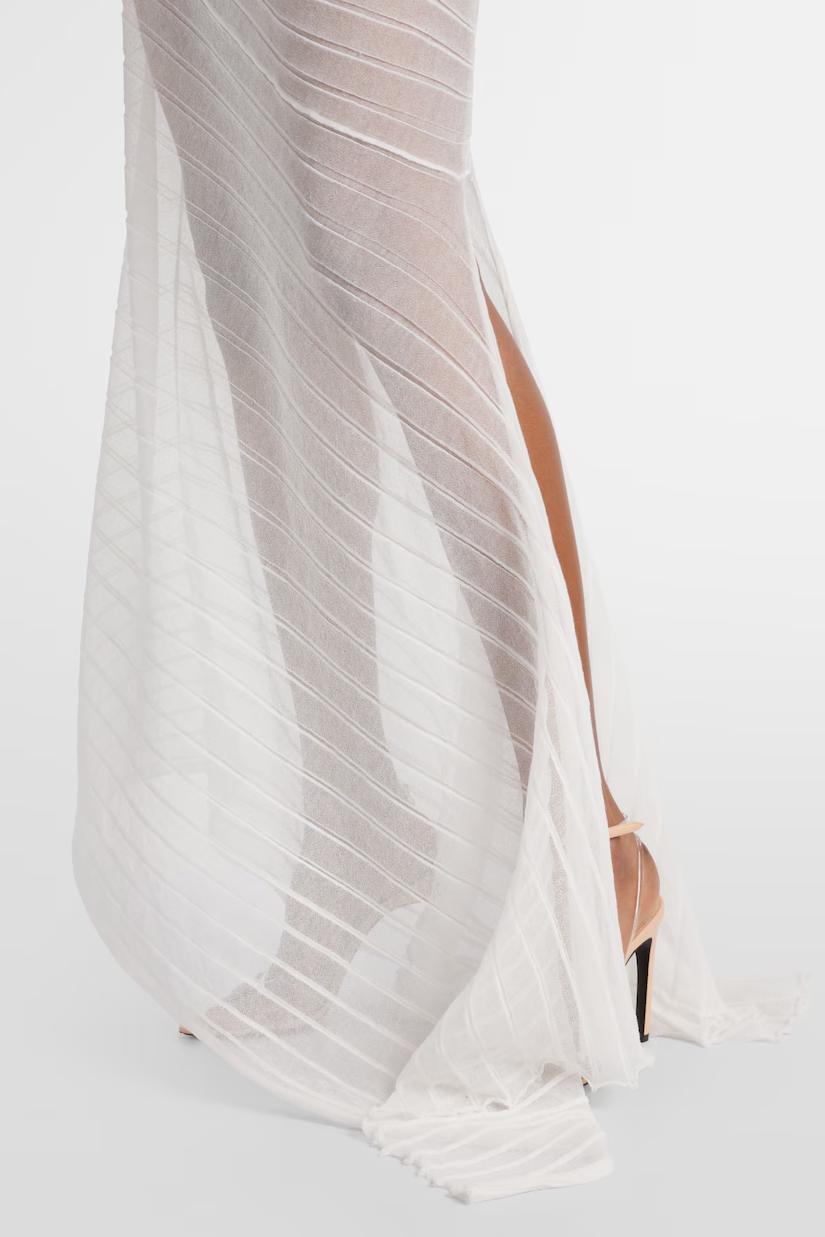 Sheer Striped Halter Maxi Dress