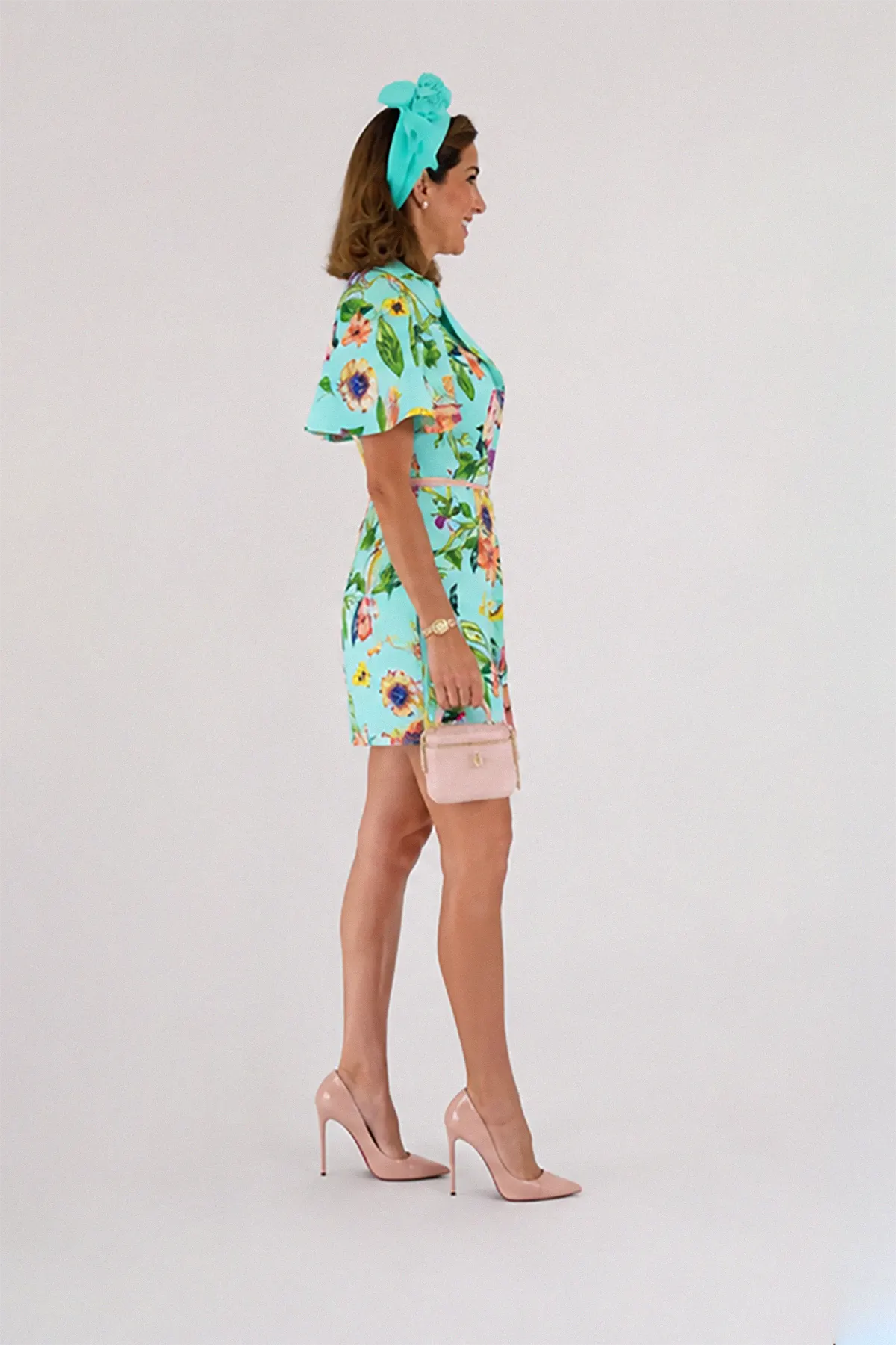 Mënzgréng Mini-Kleed mat Blummenmuster