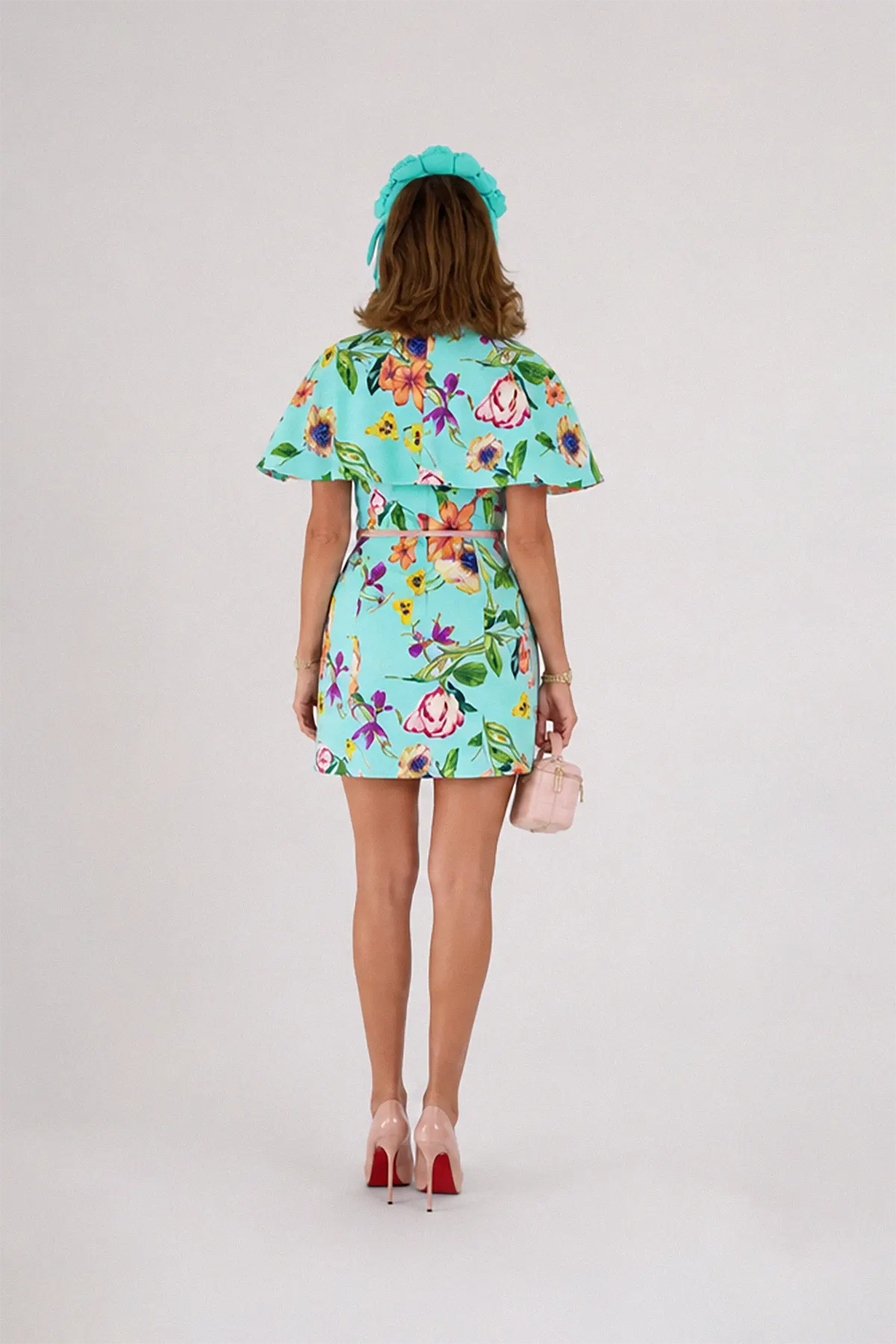 Mënzgréng Mini-Kleed mat Blummenmuster