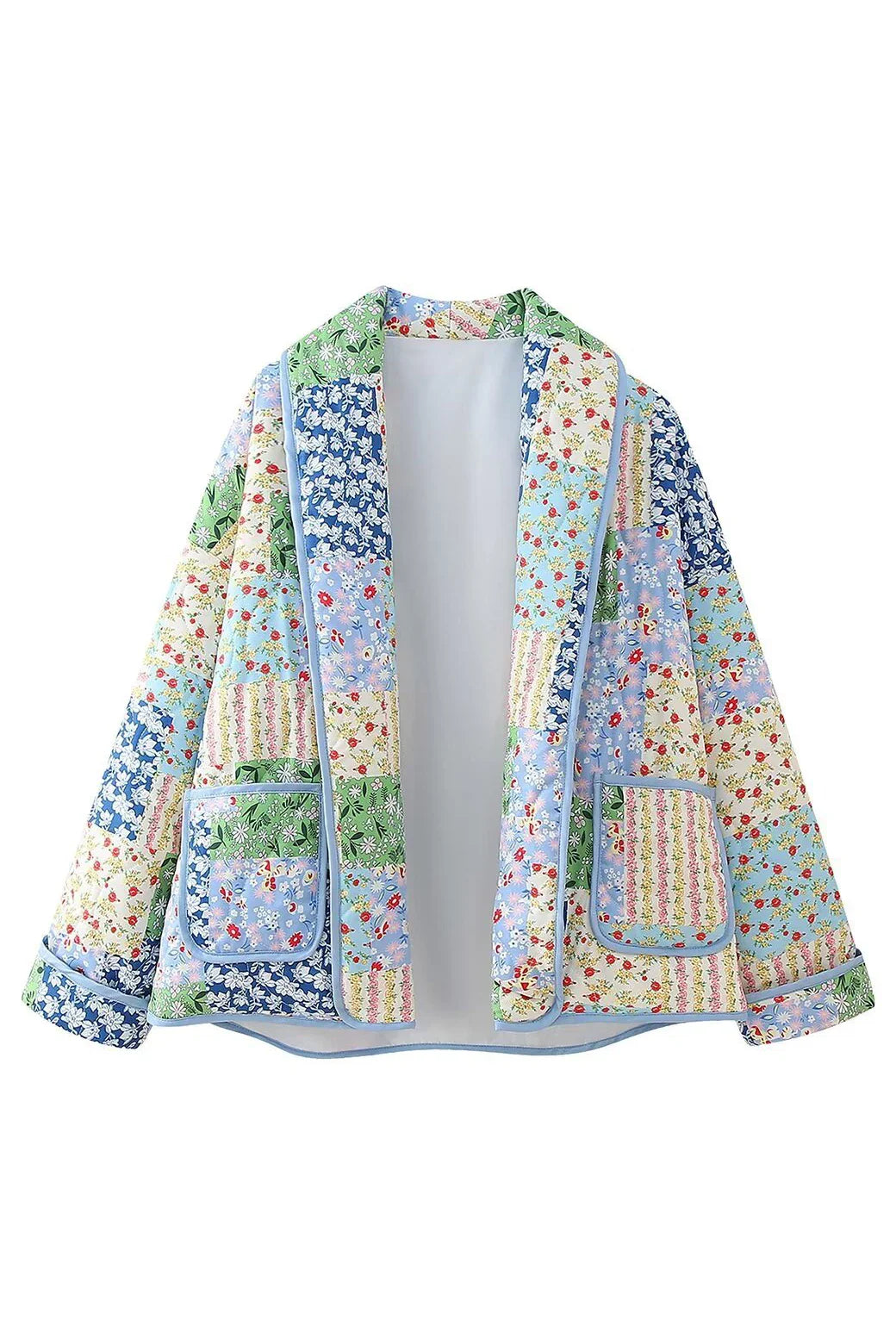 Casual Floral Pocket Turndown Collar Outerwear