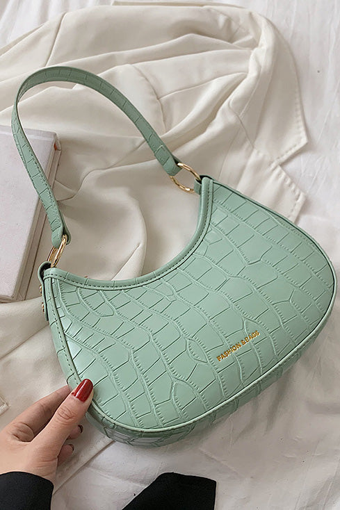 Black Croc Mini Hobo Bag