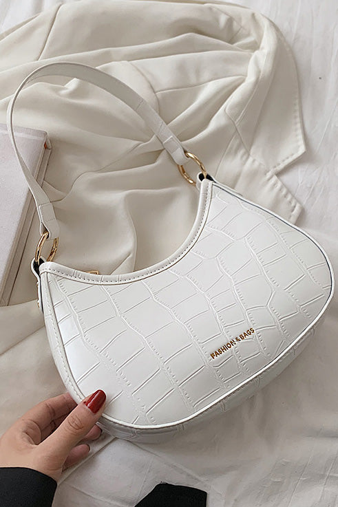 Black Croc Mini Hobo Bag