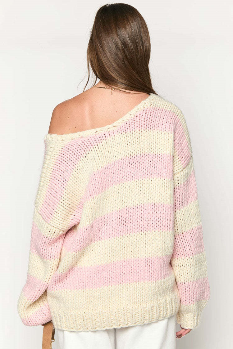 Off-shoulder Striped Sweater