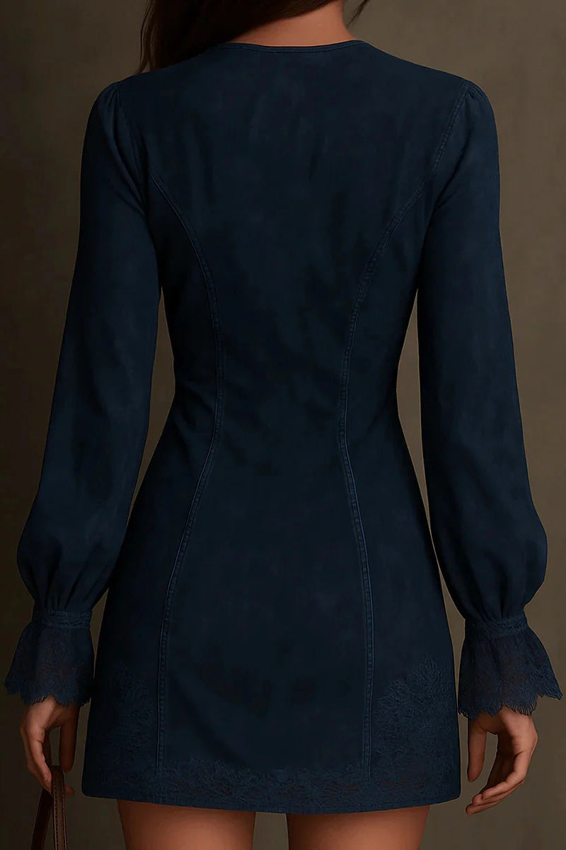 Grace Floral Appliqué Kortärmad midiklänning