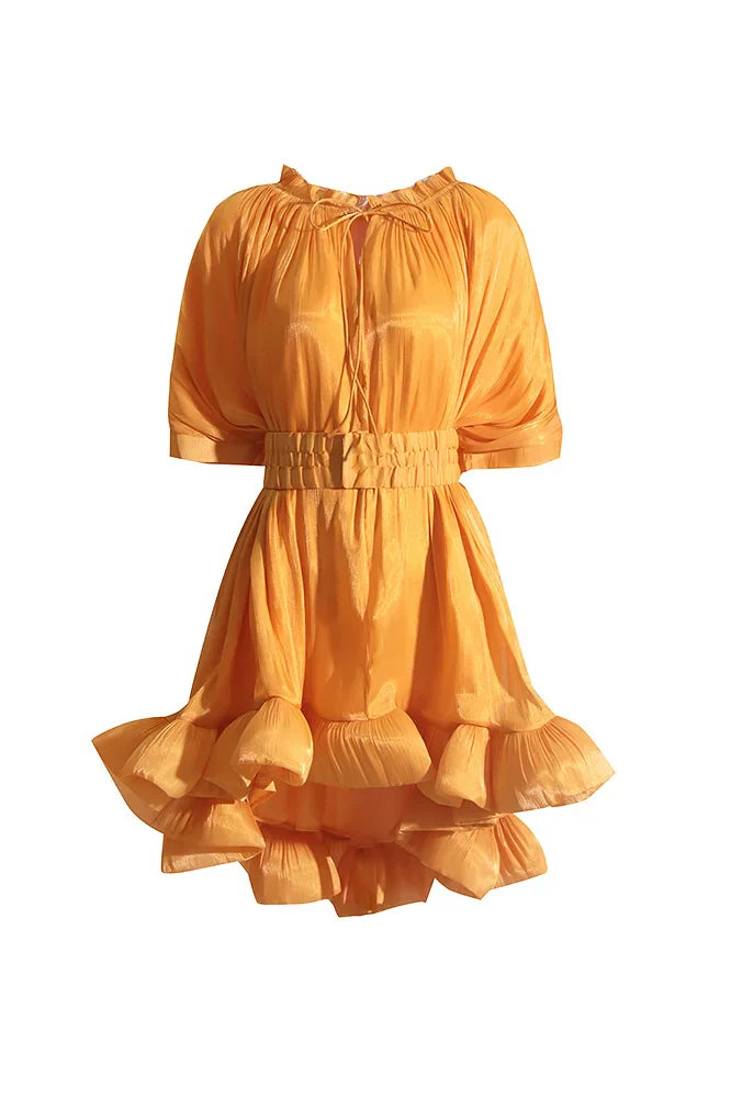 Eartha Cape-effect Ruffle Mini Dress