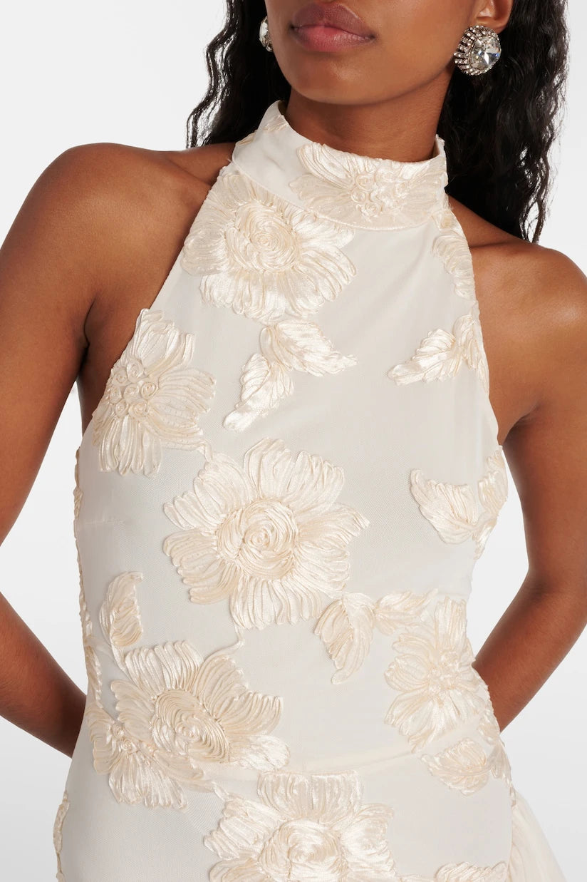 Floral-Appliqué Maxi Dress