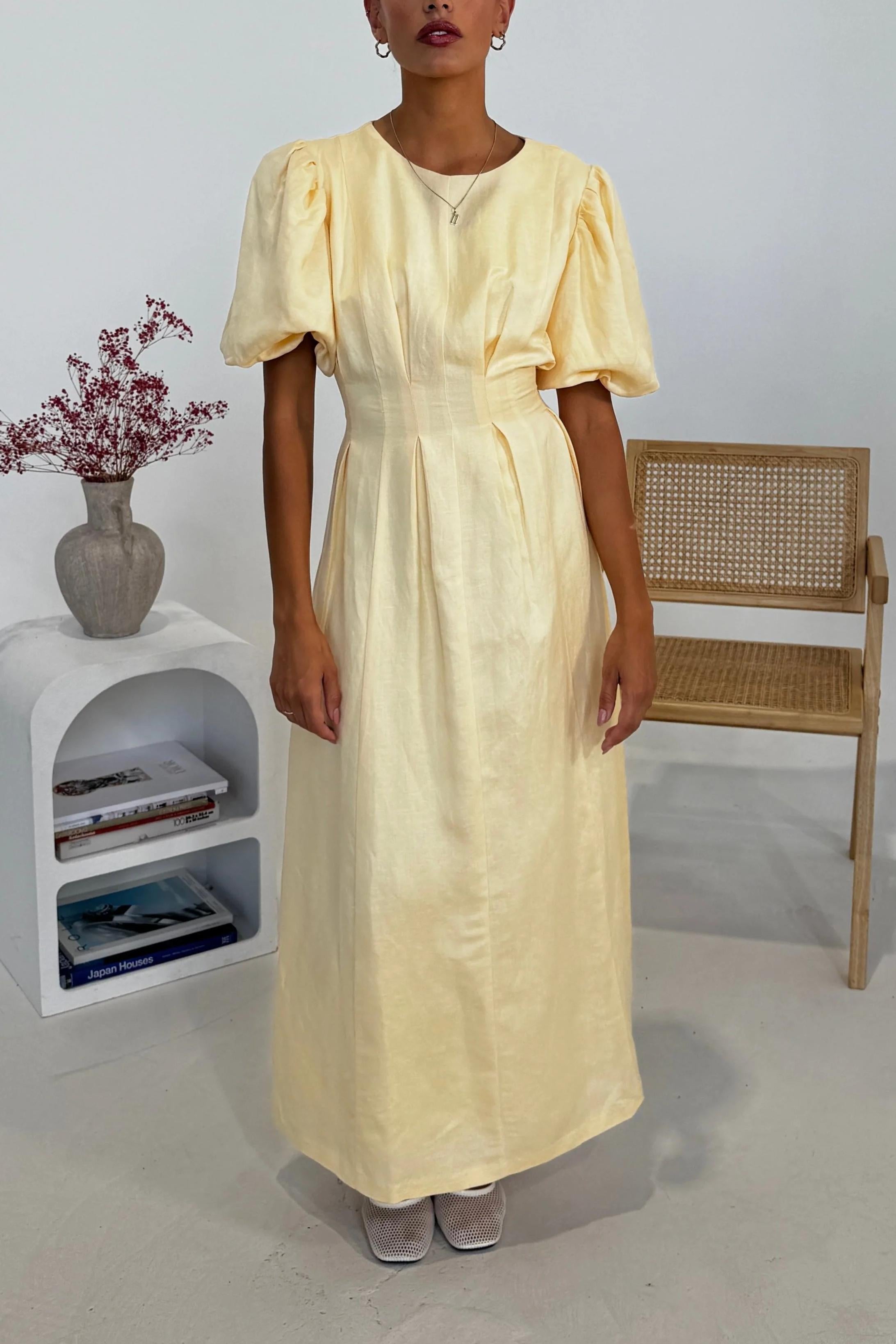 Butter Yellow Air Linen Maxi Dress