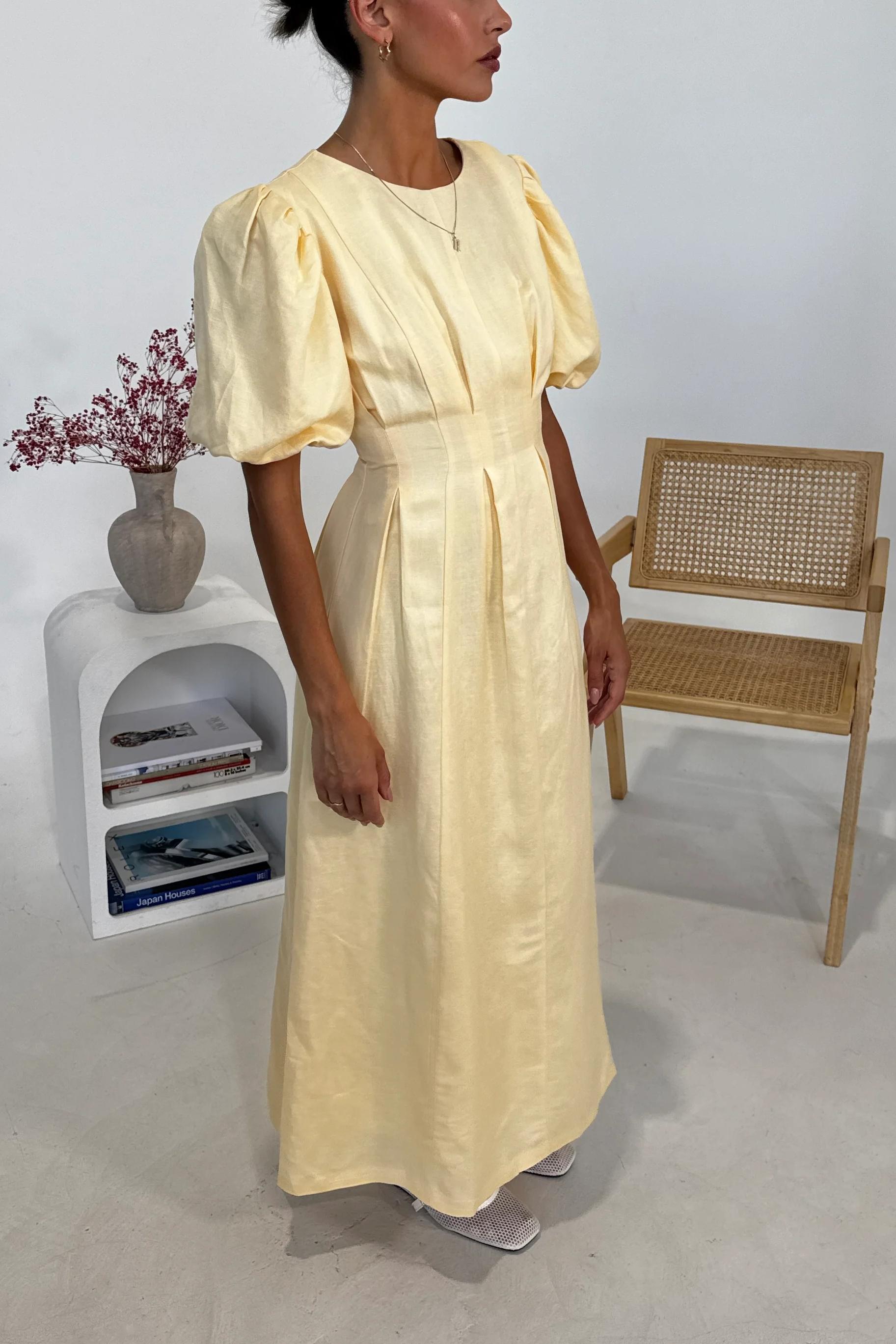 Butter Yellow Air Linen Maxi Dress