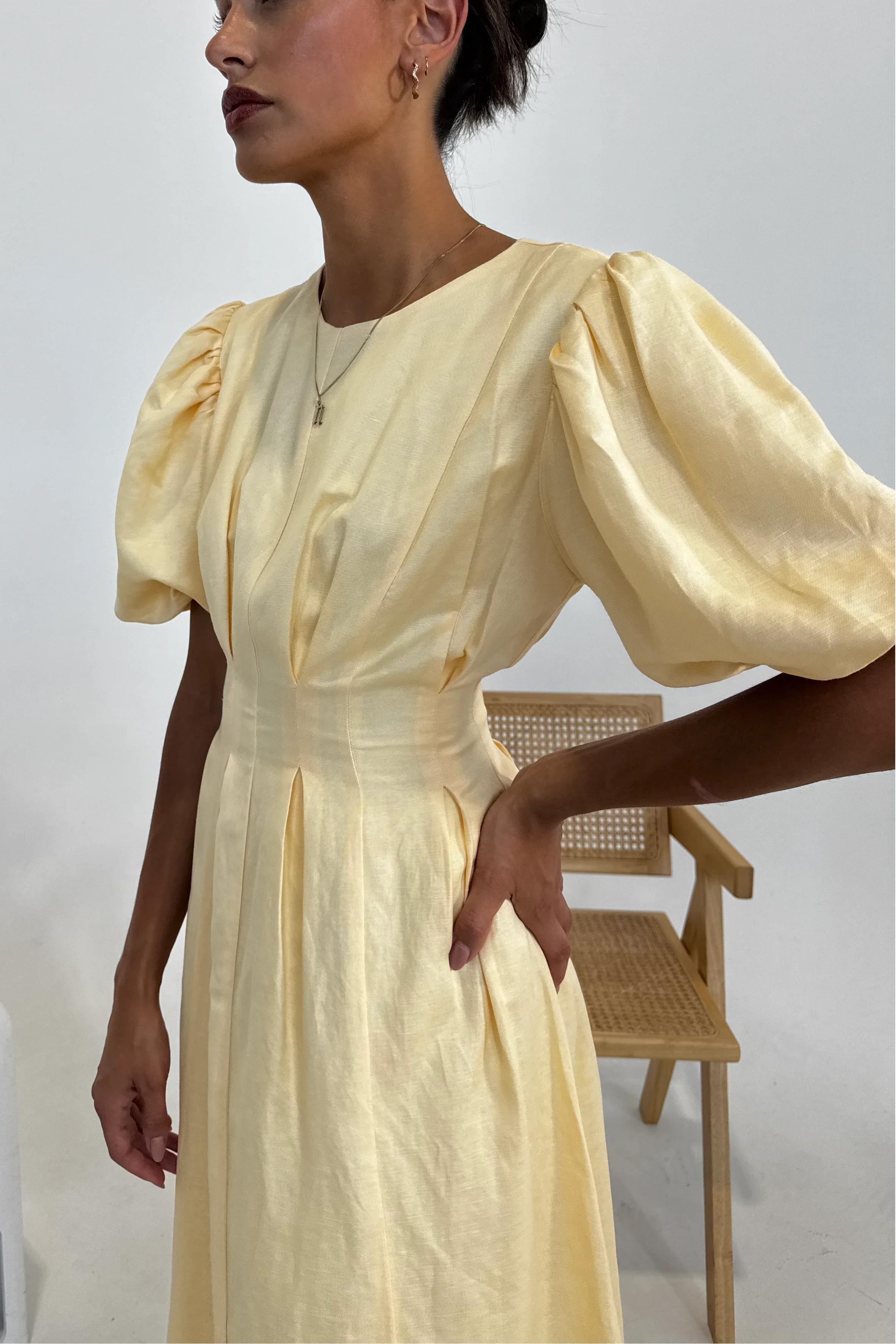 Butter Yellow Air Linen Maxi Dress