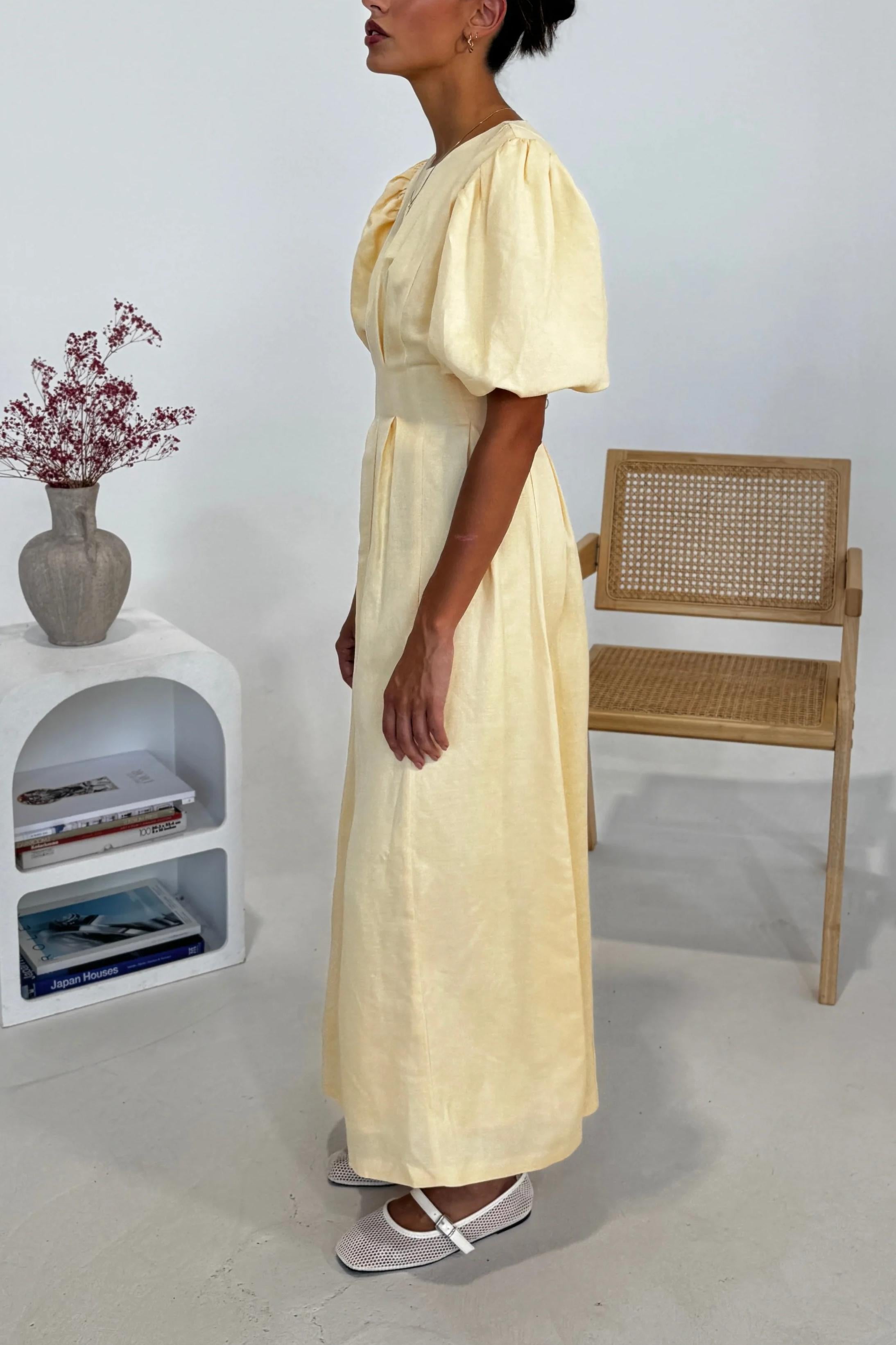 Butter Yellow Air Linen Maxi Dress