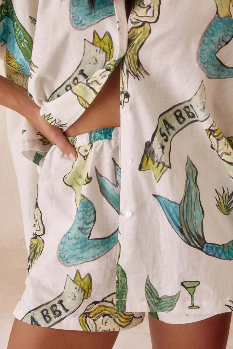 Σετ δύο τεμαχίων με χαλαρά σορτς και εκτύπωση γοργόνας για διακοπές