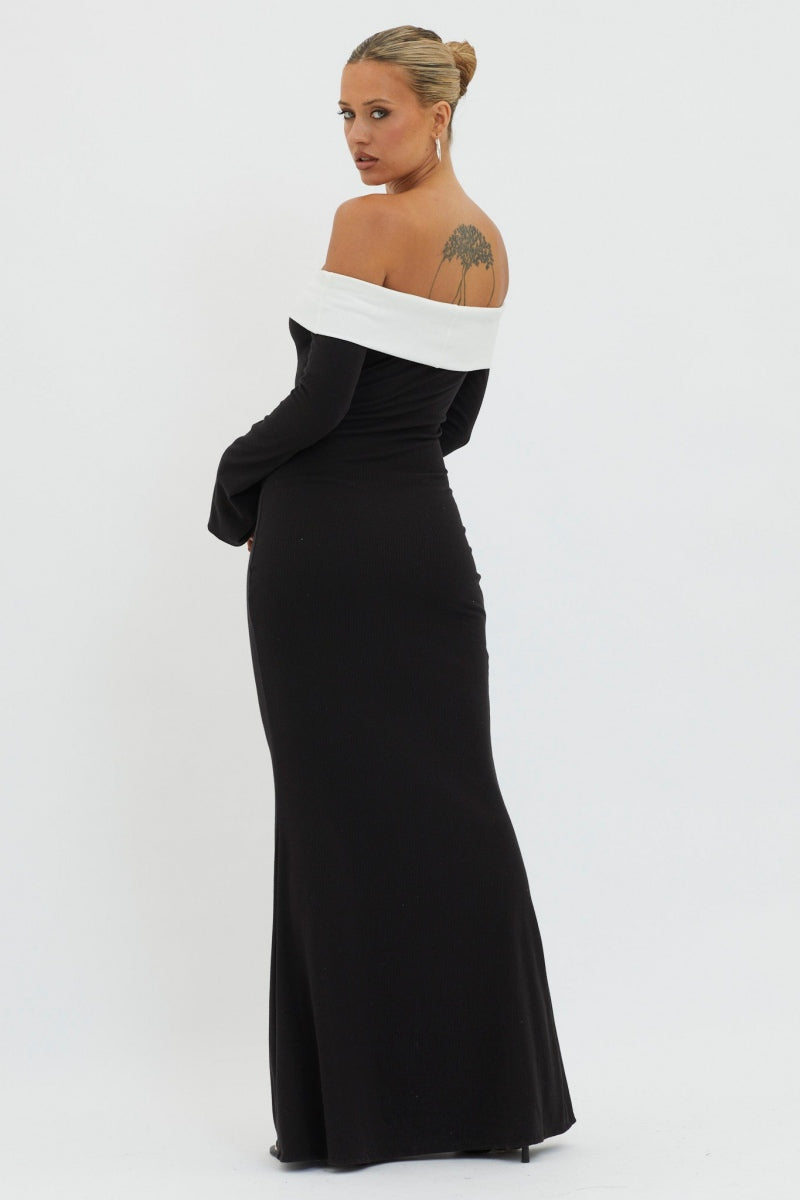 Aeris Off-shoulder Maxi Knit Dress