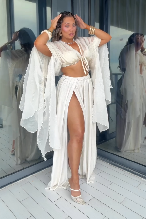 Asymmetresch gestreifte High-Low Maxi-Jupe