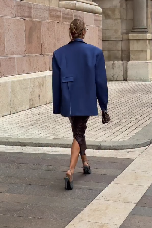 Modré strukturované oversized sako