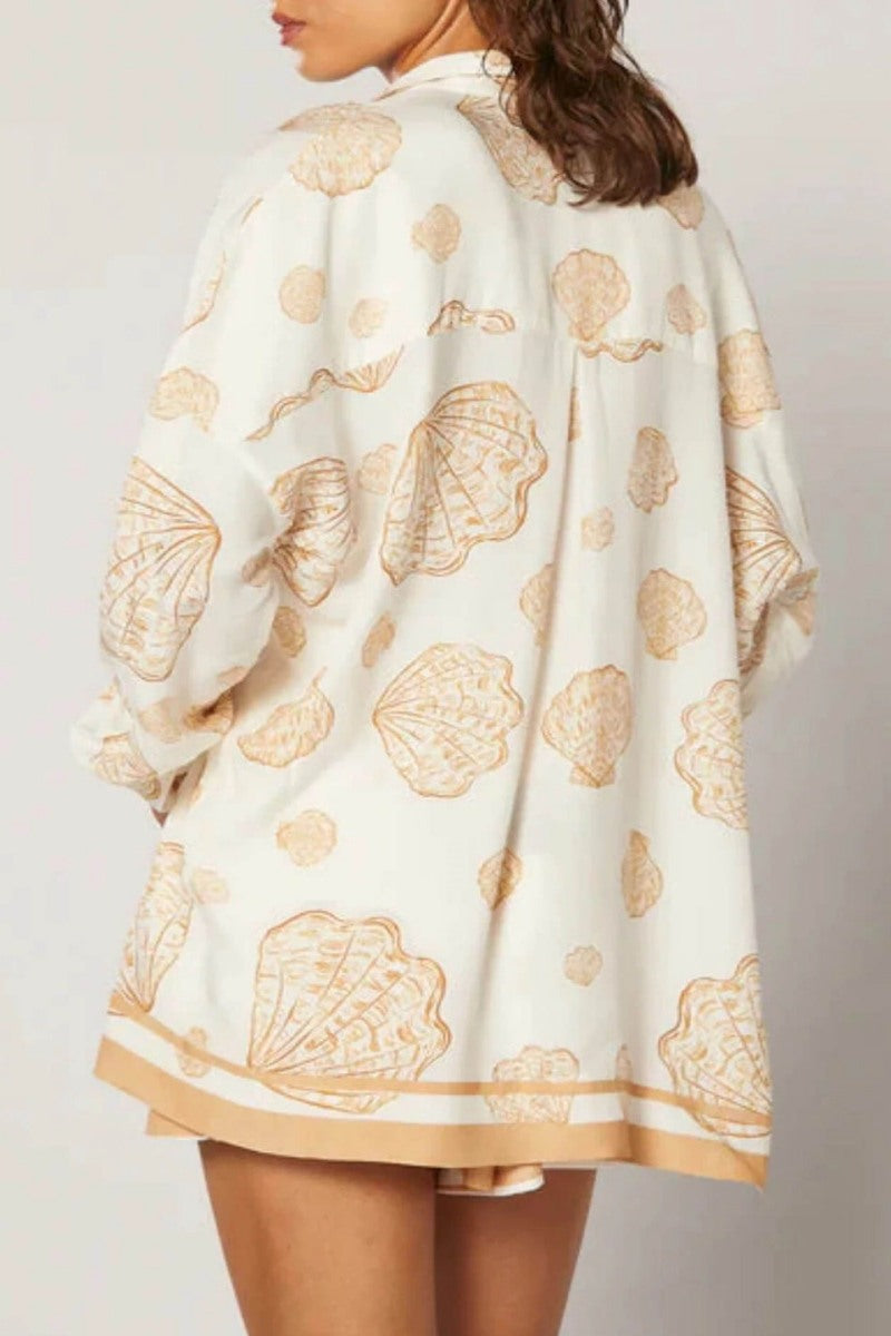 バケーションシェルプリント伸縮性バンドショーツセット