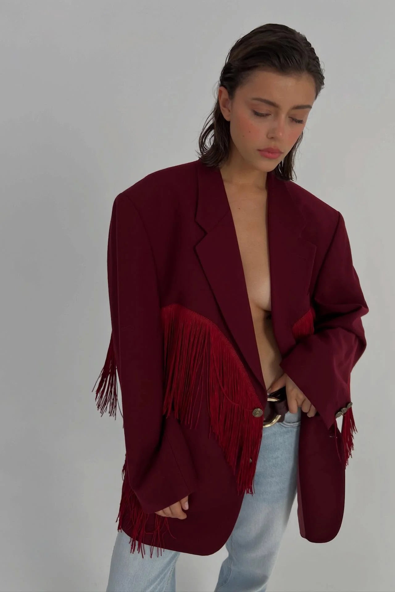 Burgunder Franje Häerz Blazer Jackett
