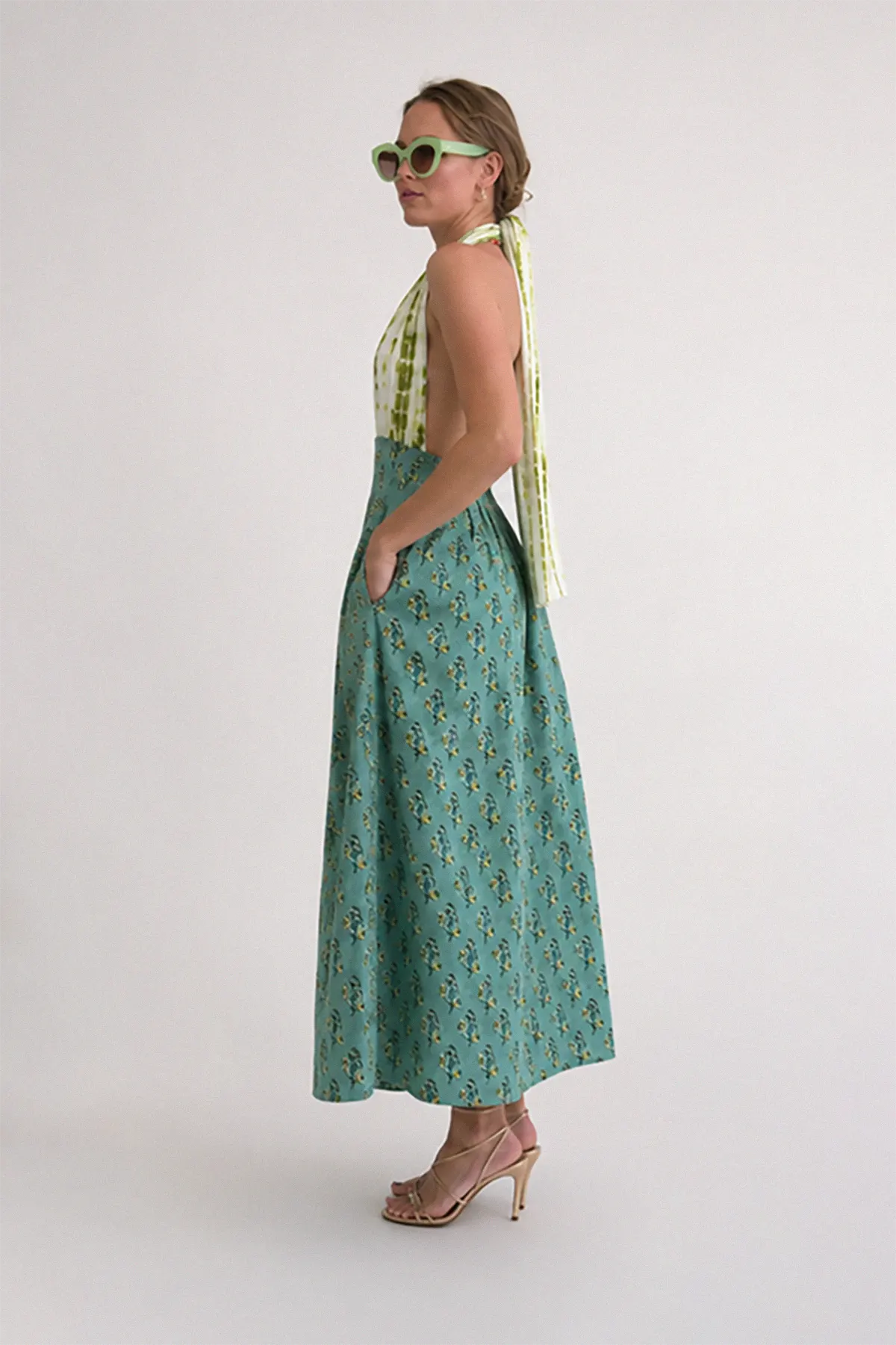 Teal & Sage Halter Maxi Dress