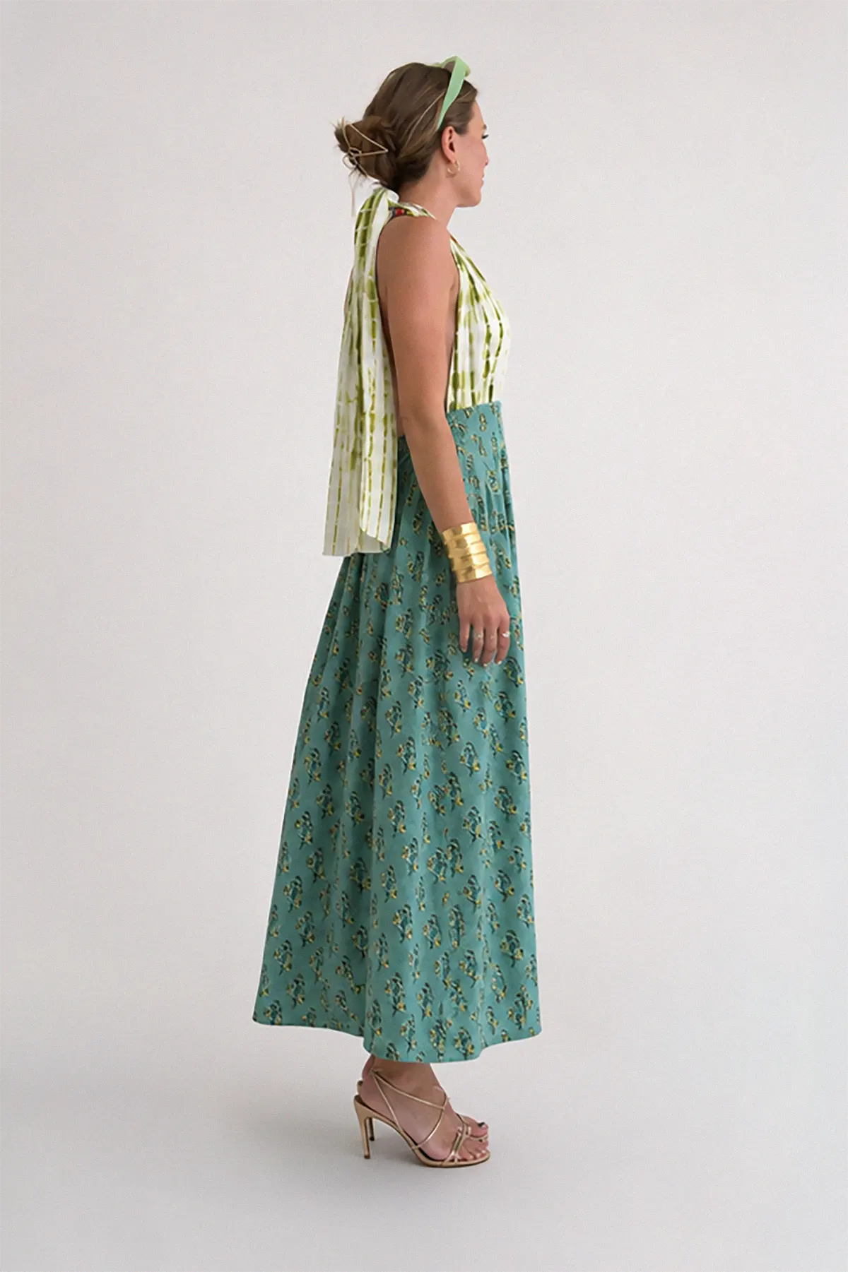 Teal & Sage Halter Maxi Dress