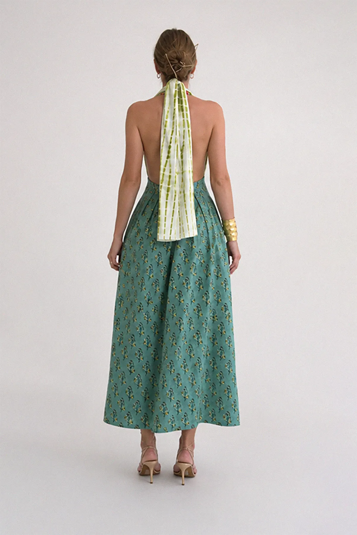 Teal & Sage Halter Maxi Dress