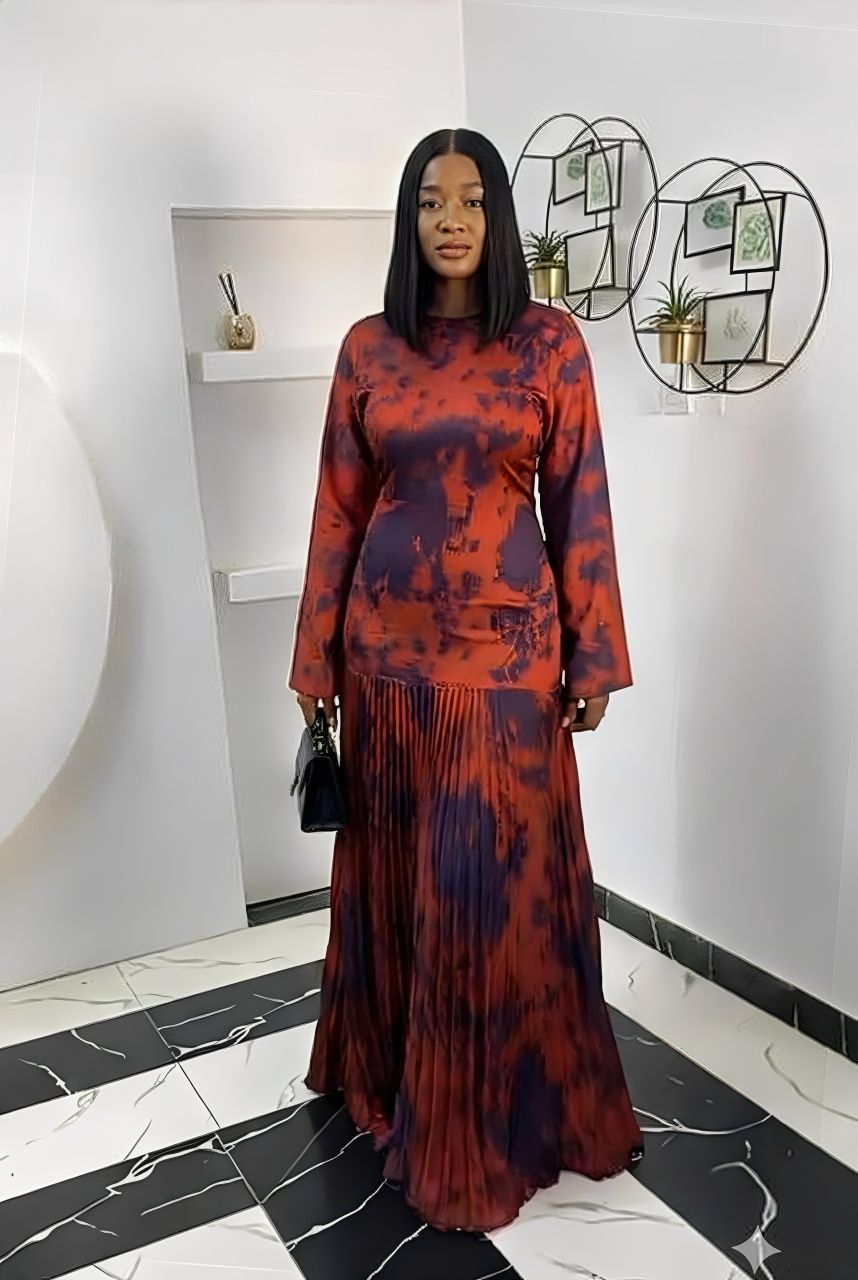 Crimson Tide Pleated Maxi Dress