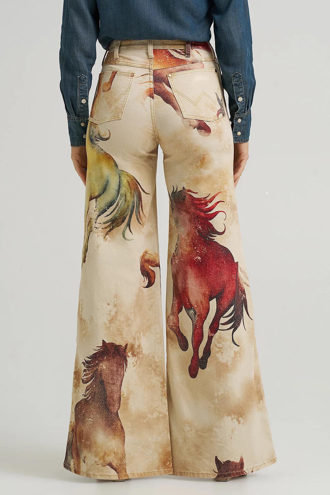Caballo - Vaqueros acampanados estampados de mezclilla