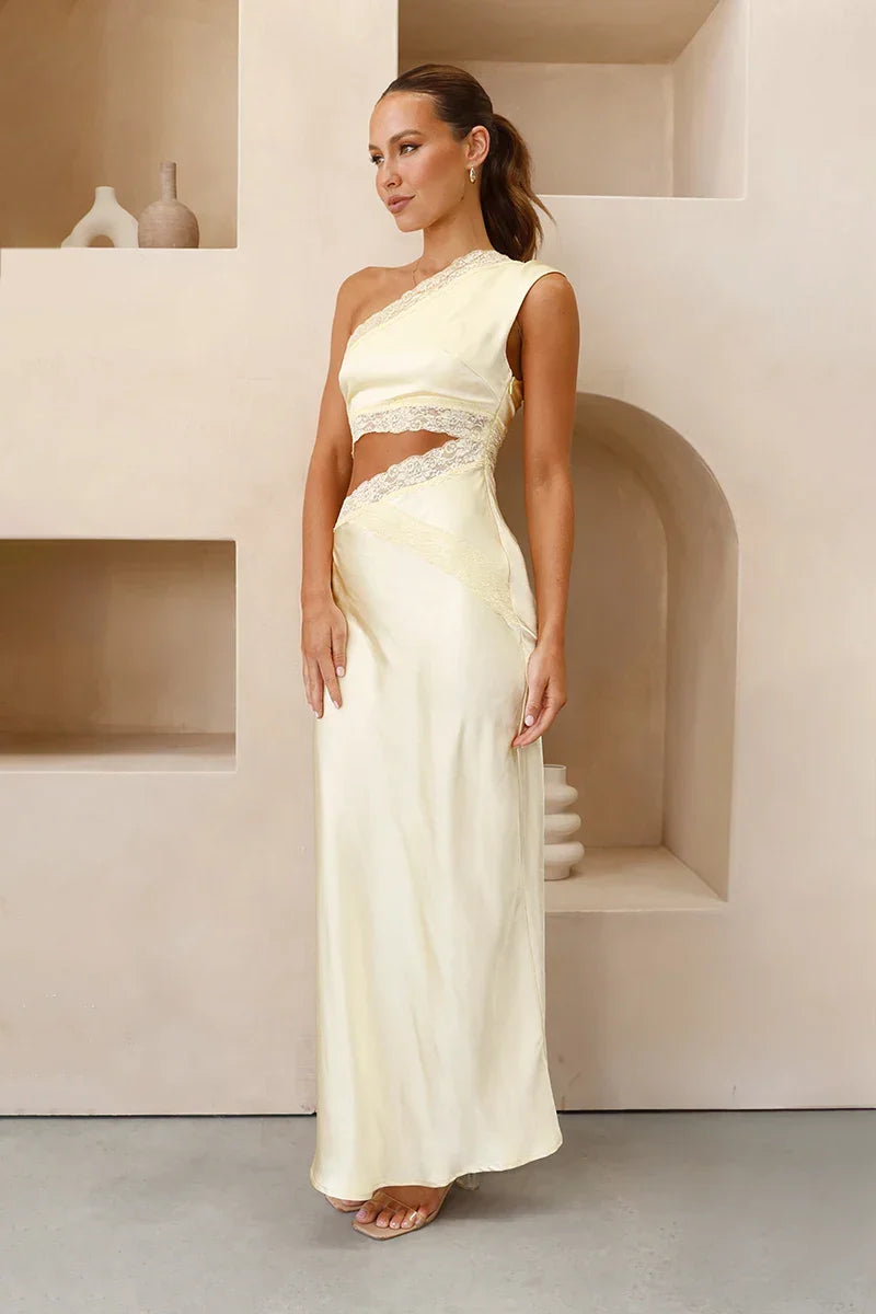 Emily One Shoulder Maxi Dress - Yellow