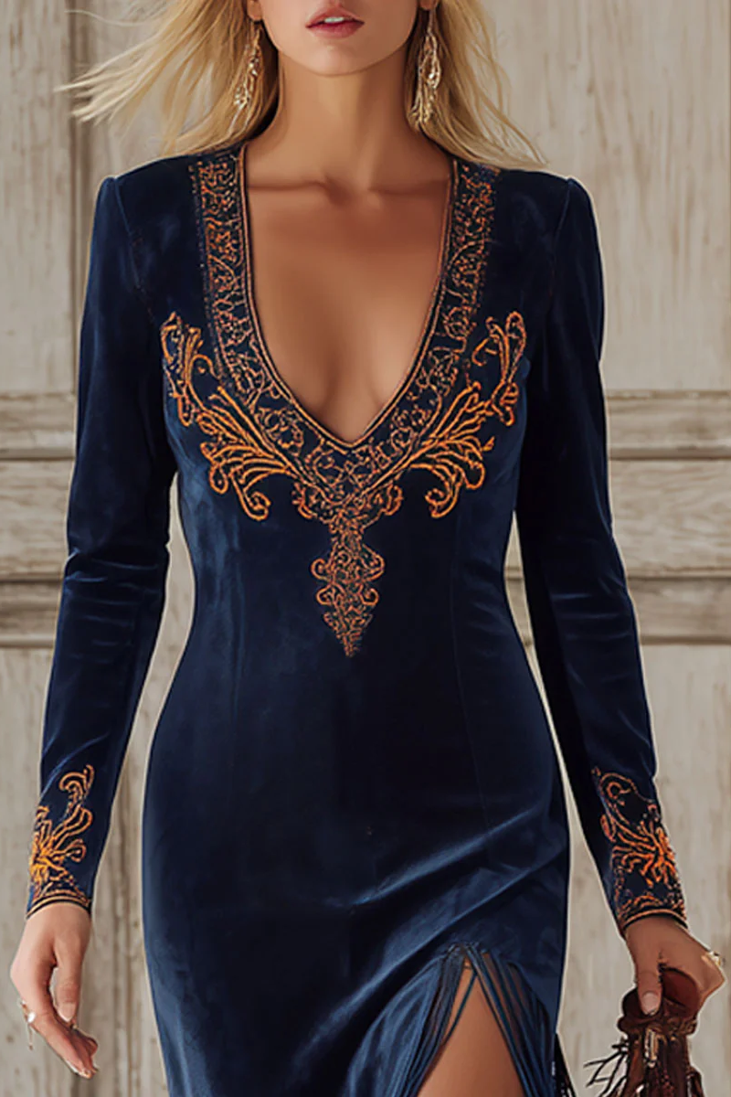 Grace Floral Appliqué Kortärmad midiklänning