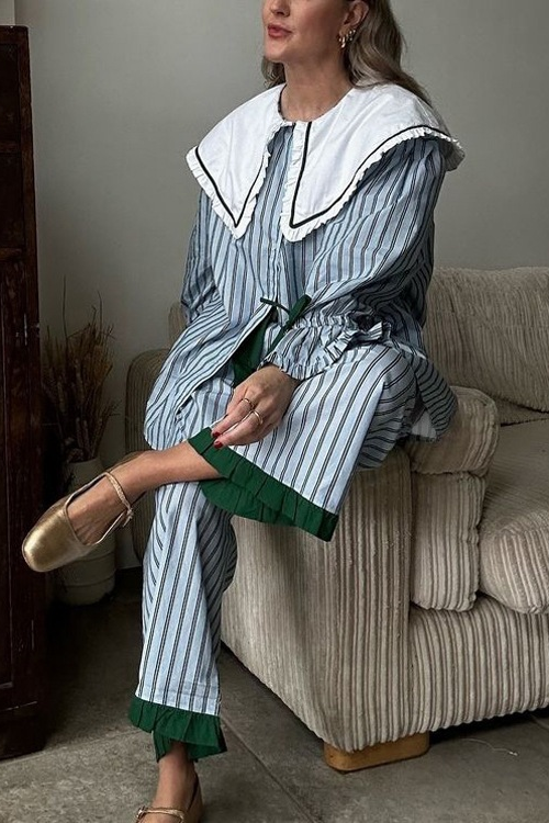 Ensemble pyjama Barbara - Rayures bleues