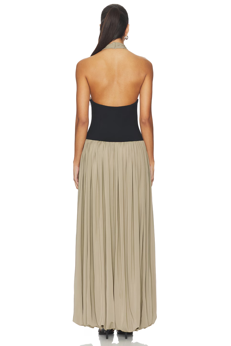 Color-Block Halter Maxi Dress